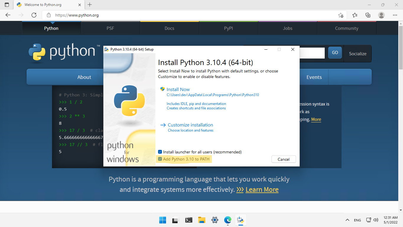 The Python installer